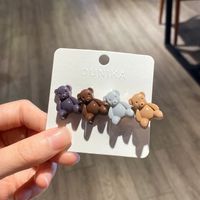 Fashion Cute Resin Bear Hairpin Milk Tea Color Bangs Clip Hairpin sku image 5