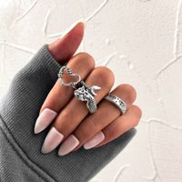 Mermaid Butterfly Open Knuckle Rings 3 Pieces Creative Retro Hollow Rings sku image 1