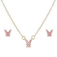 Butterfly Creative Retro Simple Jewelry Set Earring Necklace Set sku image 3