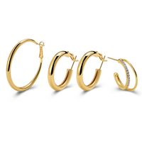 New Fashion Jewelry 4 Pairs Of Double-layer Rhinestone Hoop Earrings sku image 1