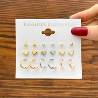 Simple Geometric Circle Earrings Six Pairs Of Simple Fashion Earrings sku image 2
