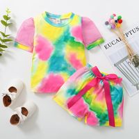 2022 Children's Boys And Girls Tie Dye Suit Short Sleeve Top Shorts main image 3