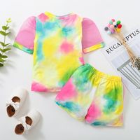 2022 Children's Boys And Girls Tie Dye Suit Short Sleeve Top Shorts main image 4