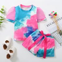 2022 Kinder Jungen Und Mädchen Tie Dye Anzug Kurzarm Top Shorts sku image 7