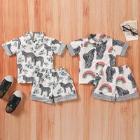 2022 Summer Boys Suit Baby Short Sleeve Animal Print Shirt Shorts main image 1