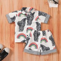 2022 Summer Boys Suit Baby Short Sleeve Animal Print Shirt Shorts main image 3