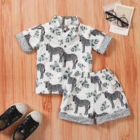 2022 Summer Boys Suit Baby Short Sleeve Animal Print Shirt Shorts sku image 1