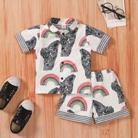 2022 Summer Boys Suit Baby Short Sleeve Animal Print Shirt Shorts sku image 8