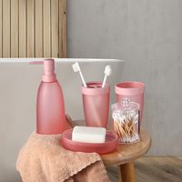 Light Pink Five-piece Lotion Bottle Mouthwash Cup Toothbrush Holder Soap Box Cotton Swab Box Wash Set main image 3