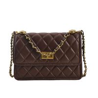 Fashion Solid Color Lock Embroidery New Trendy Rhombus Chain Bag main image 6