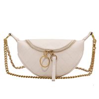 Retro Fashion Korean Solid Color Hollow Chain Messenger Saddle Bag main image 6