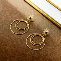 Stainless Steel Large Hoop French Multi-circle Exaggerated Earrings main image 4
