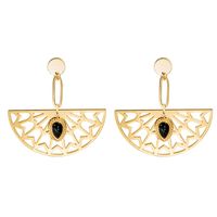Fan-shaped Fashion Natural Stone Water Drop Stainless Steel Earrings main image 1
