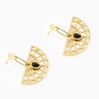 Fan-shaped Fashion Natural Stone Water Drop Stainless Steel Earrings main image 4