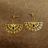 Fan-shaped Fashion Natural Stone Water Drop Stainless Steel Earrings main image 5