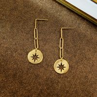 Mans Star Stainless Steel Long Six-pointed Star Titanium Steel Earrings main image 5
