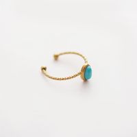 Simple Design Turquoise Inlaid Stainless Steel Retro Ring main image 5