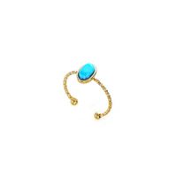Simple Design Turquoise Inlaid Stainless Steel Retro Ring main image 6