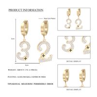 Simple Number Stainless Steel Sticky Drill Titanium Steel Zircon Earrings main image 5