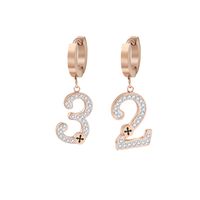 Simple Number Stainless Steel Sticky Drill Titanium Steel Zircon Earrings main image 6