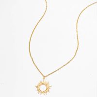 Fashion Simple Titanium Steel Sun-shaped Necklace Plated 14k Gold Clavicle Chain main image 3