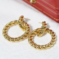 Twist Hoop Golden Stainless Steel Fashion Ring Metal Earrings main image 4