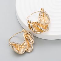 Exaggerated Creative Alloy Inlaid Rhinestone Leaf Earrings main image 4