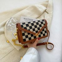 Fashion Messenger Small Bag Women's Winter New Style Checkerboard Small Square Bag sku image 2