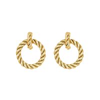 Twist Hoop Golden Stainless Steel Fashion Ring Metal Earrings sku image 1