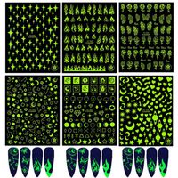 Luminous Manicure Stickers Ins Net Red Flame Numbers Letters Leaves Flower Nail Stickers main image 3