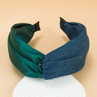 Contrast Color Stitching Korean Style Wide-brimmed Satin Headband main image 4