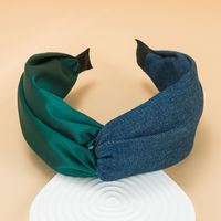 Contrast Color Stitching Korean Style Wide-brimmed Satin Headband sku image 1