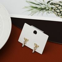 Bow Crystal Pendatn Shining Luxury Niche Simple Classic Copper Earrings main image 2