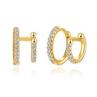 Fashion S925 Silver Needle Double-layer Round Micro-inlaid Zircon Copper Earrings main image 1