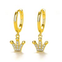 Fashion S925 Silver Needle Crown Full Zircon Copper Hoop Earrings Wholesale main image 1