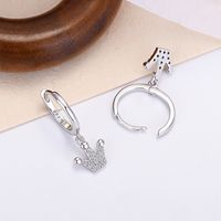 Fashion S925 Silver Needle Crown Full Zircon Copper Hoop Earrings Wholesale main image 5
