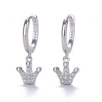Fashion S925 Silver Needle Crown Full Zircon Copper Hoop Earrings Wholesale main image 6
