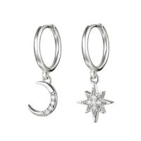 Fashion 925 Silver Needle Star And Moon Asymmetric Earrings Earrings Wholesale main image 6