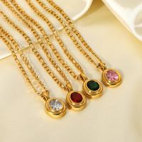 New Stainless Steel Cubic Zirconia Oval Pendant Necklace Wholesale main image 3