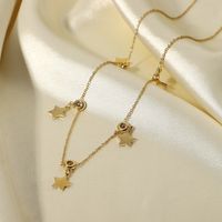 Simple Stainless Steel Round Beads Zirconia Star Necklace Wholesale main image 3