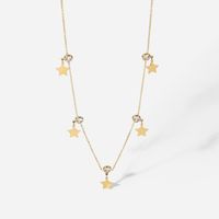 Simple Stainless Steel Round Beads Zirconia Star Necklace Wholesale main image 6