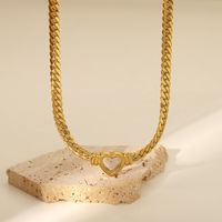 New Trend Hollow Heart Stainless Steel Cuban Chain Heart Necklace main image 1