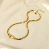 New Trend Hollow Heart Stainless Steel Cuban Chain Heart Necklace main image 5