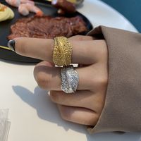 Fashion Simple Gold-plated Matte Surface Ring Female Retro Silver Plated Copper Ring main image 3