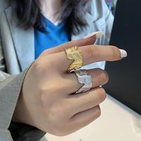 New Irregular Frosted Surface Ring Female Wave Punk Copper Index Finger Ring main image 2