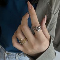 Fashion Stacking Ring Female Simple Water Drop Silver Plated Copper Open Ring Female main image 3