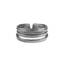 Korean Multi-layer Striped Ring Female Retro Silver Plated Copper Opening Adjustable Ring main image 6