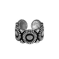 Hip-hop Men's Sunflower Carved Niche Design Silver Plated Copper Index Finger Ring main image 6