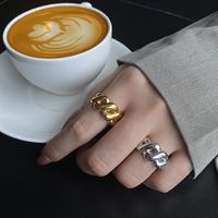 Retro Fashion Hemp Flower Twisted Line Geometric Hollow Copper Silver Plated Ring main image 1