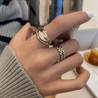 New Trendy Hemp Rope Braided Silver Plated Copper Open Ring Wholesale main image 1